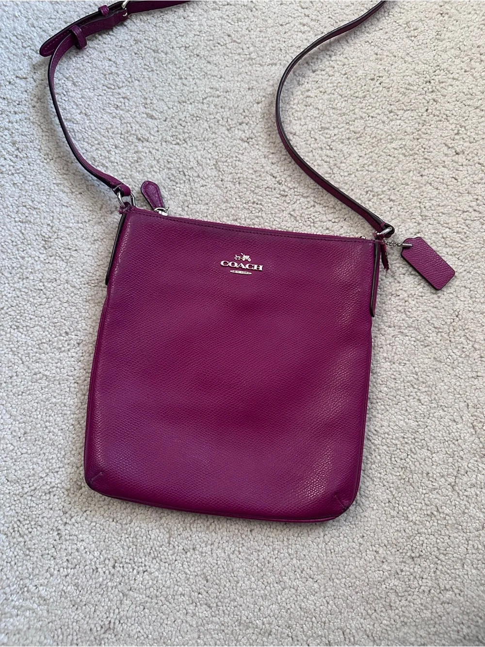 Coach Pebbled Leather Crossbody in Magenta